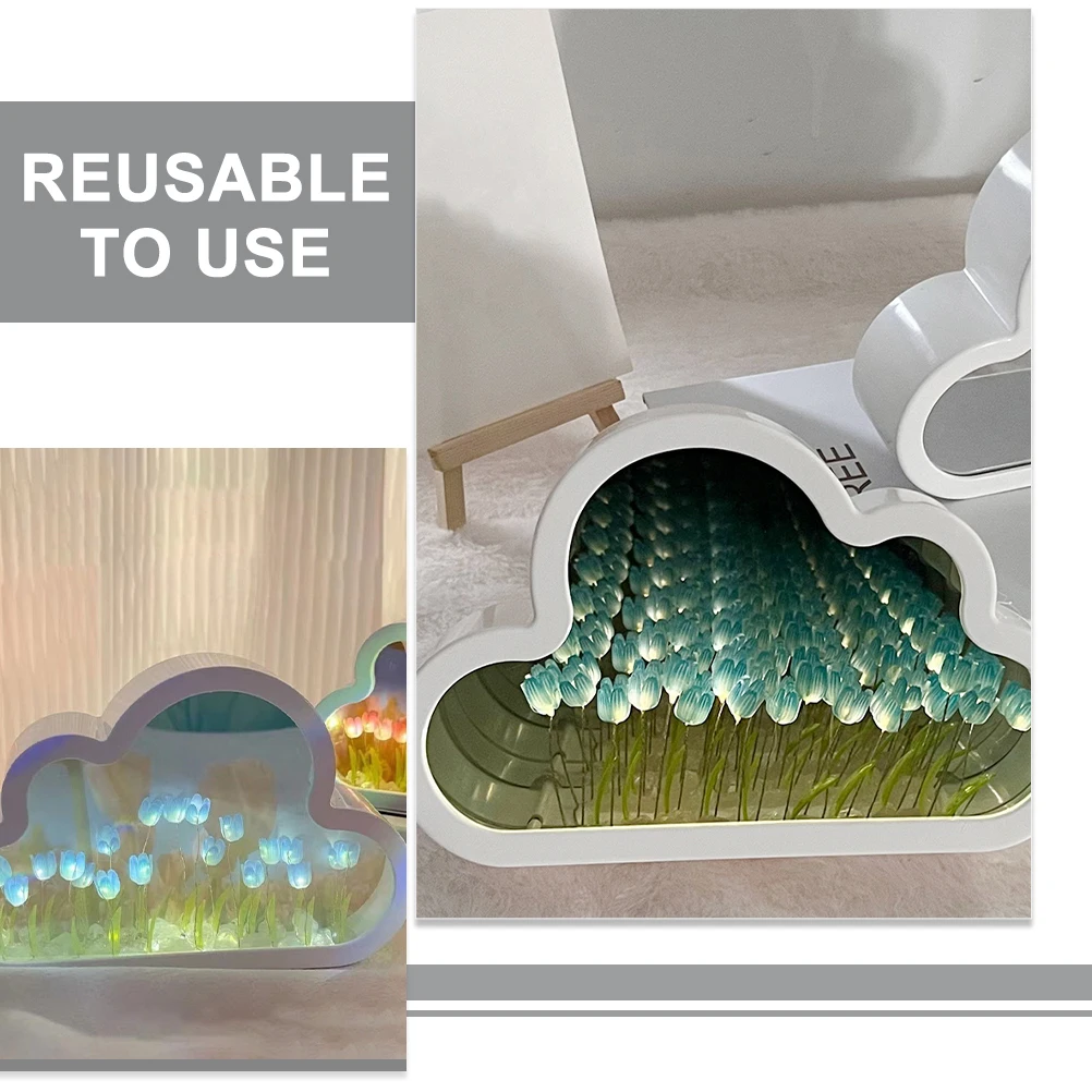 

1Set Tulip Night Light DIY Mirror Lamp Kit Bedroom Table Night Lamp Warm Atmosphere Light Flower Lamps for Bedrooms