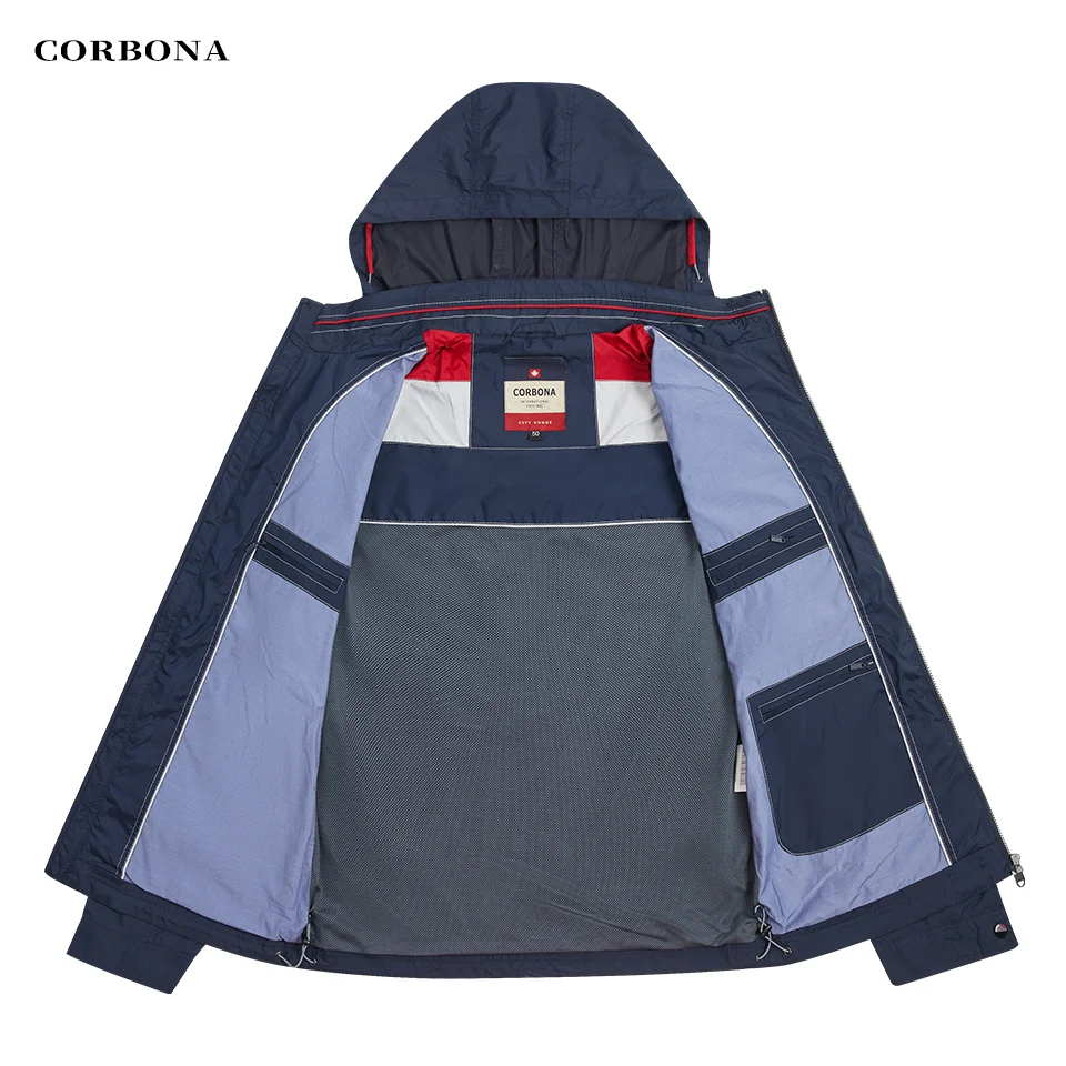 CORBONA-Casaco leve de manga comprida masculino, parka destacável, casaco à prova de vento, moda casual, primavera e verão, novidade, 2022