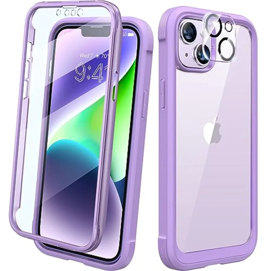 

Designed for iPhone 14 Case, Full Body Rugged Case with Built-in Touch Sensitive Anti-Scratch Screen Protector, with Camera Len