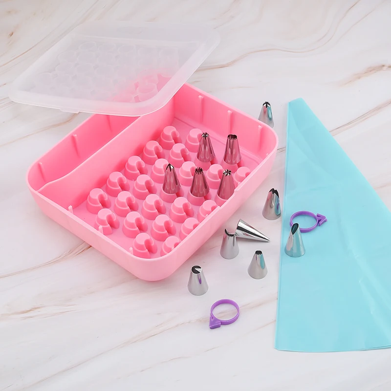 FAIS DU Cream Baking Pastry Nozzles Storage Box Plastic Storage Container Boxes Piping Bag Organizer Cake Nozzle Slots Holder