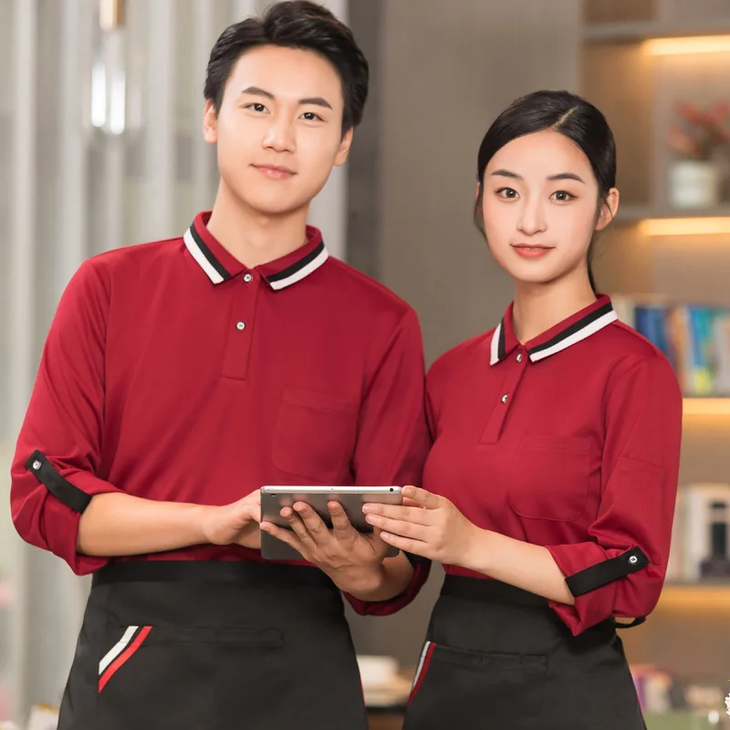 

Waiter Workwear Women's Catering Bar Cafe Western Restaurant Hamburger Milk Tea Cake Shop Clothing Spring and Autumn Long Sleeve