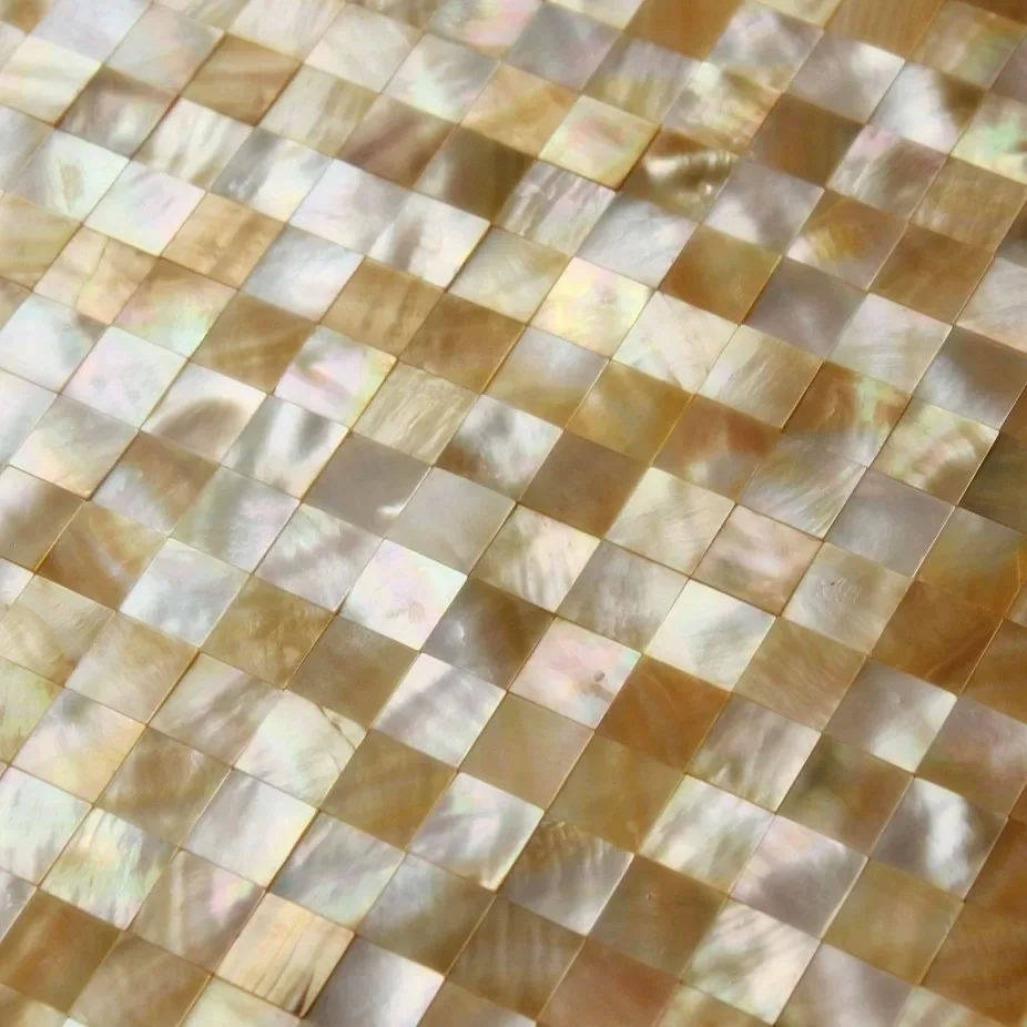 Seamless Mini Gold Mother of Pearl Shell Mosaic Backsplash Wall Flooring Tile MOP10071