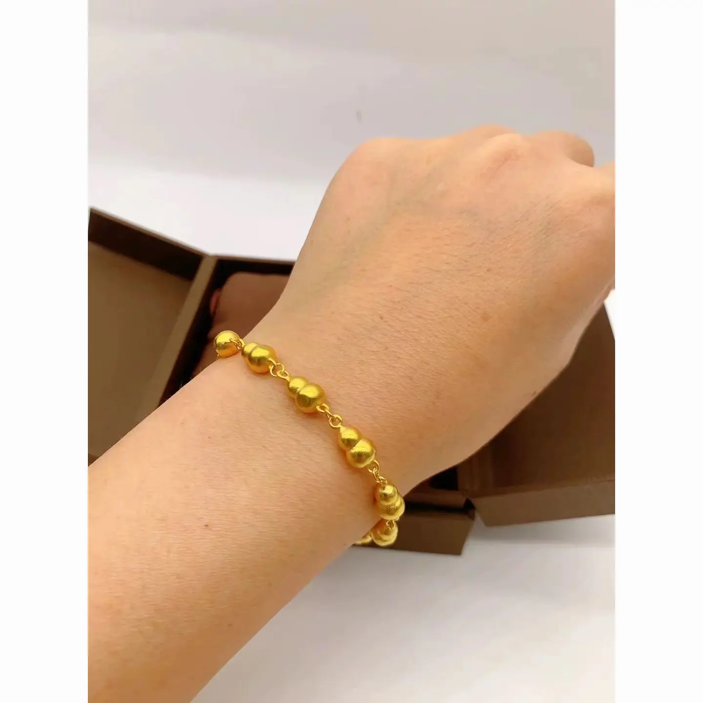 

Новогодний подарок, позолоченный браслет Ping An Fu Lu, женский элегантный модный нишевый древний французский прилив, тыква для мужчин и женщин