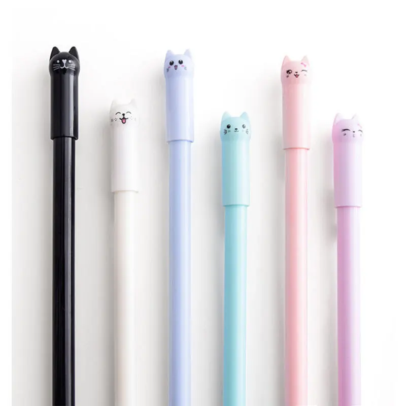 6 Pack Plastic Cute Kitten Gel Pens for Boys Girls Party Favors Pinata Stuffers School Supplies Gift Bags Carnival Prizes