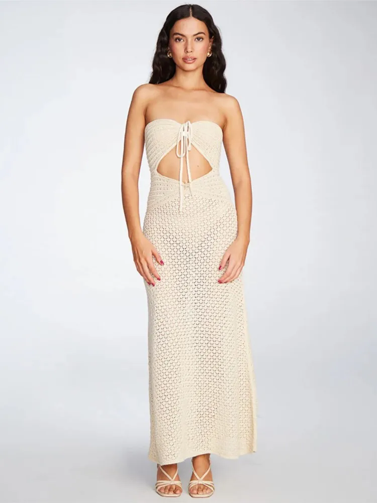 

Сексуальное женское пляжное платье, накидки, бикини без бретелек, без рукавов, праздничное платье, 2026, летние купальники, макси-пляж