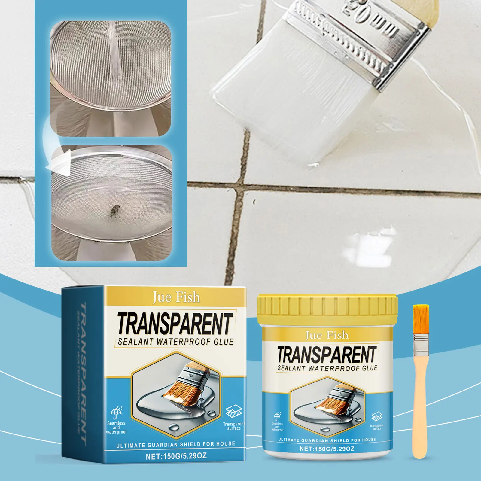 

150g Emulsion Transparent Waterproof Sealant With Brush,Long-Lasting Effect Anti-Leak Agents For Bathroom Gap-Filling