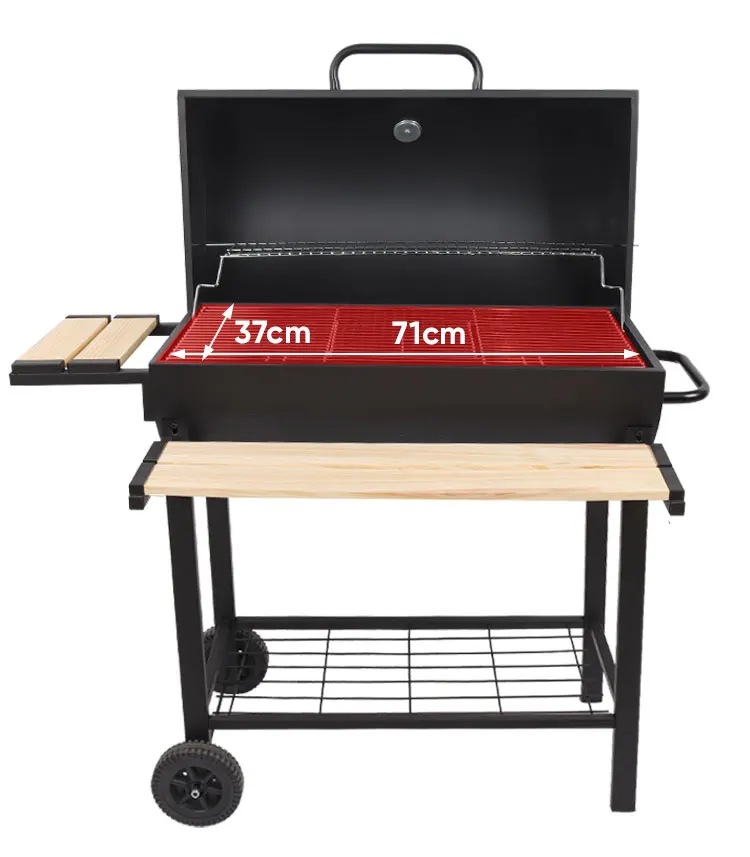 

for Barbacoa plegable ruedas para exteriores barril de acero negro barbacoa grande parrilla Barbecue Smoker BBQ Charcoal Grill