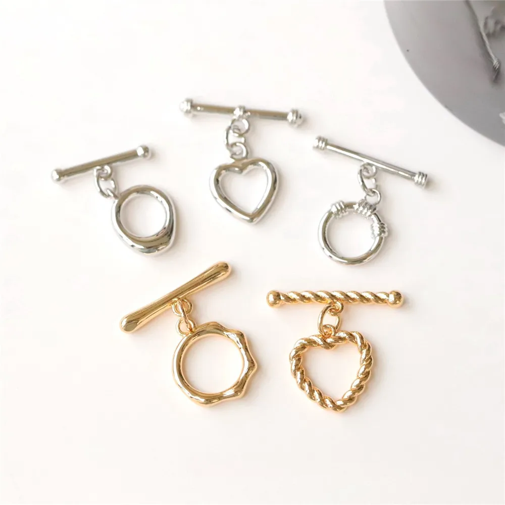 

Copper-plated Real Gold Irregular Round Heart-shaped OT Buckle Necklace Bracelet DIY Handmade Charm Accessories K035