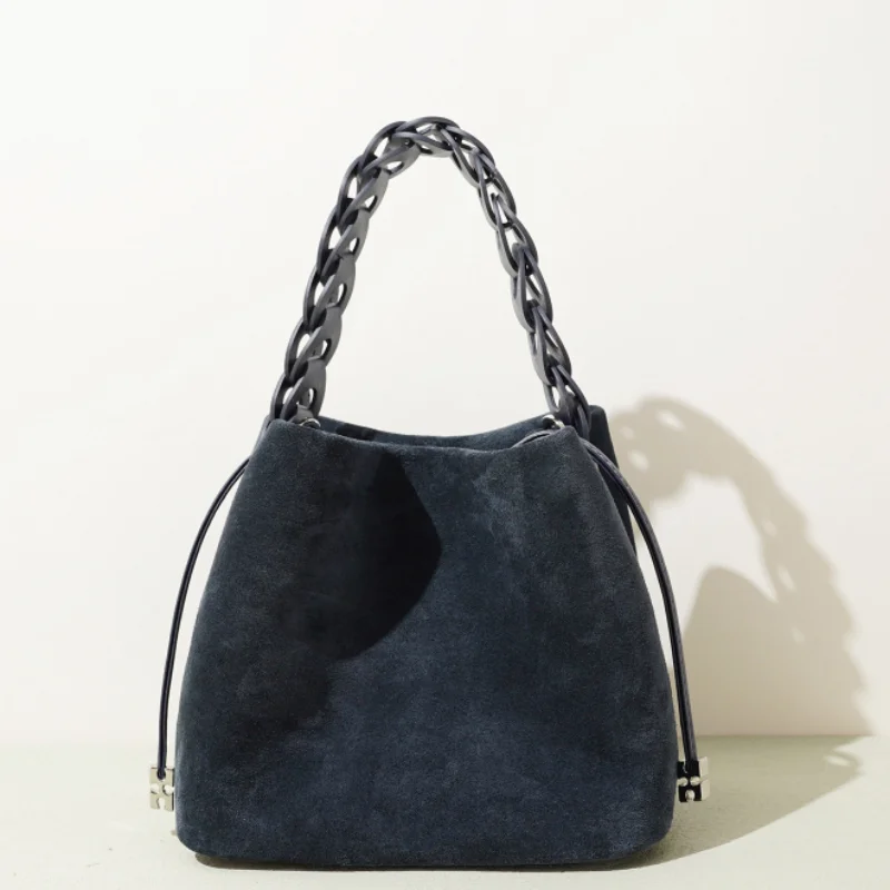 

Нишевая модная дизайнерская сумка-ведро с матовым покрытием, элегантная плетеная ручка, дизайн на шнурке, мягкая сумка teksto너 نسائية для отдыха через плечо