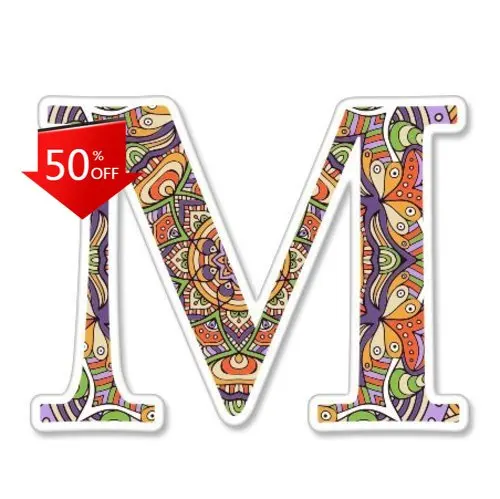 

M Letter Ornamental Mandala Cool Bumper Truck Laptop Car Waterproof Vinyl Decal Gift Unique Trendy Retro