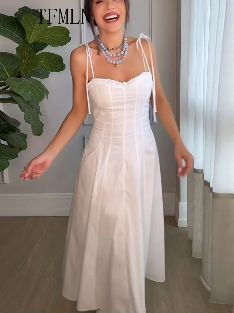 Tfmln 2025 elegante feminino em camadas cinta vestidos longos verão querida colarinho sem mangas vestido de festa sexy magro data noite vestido