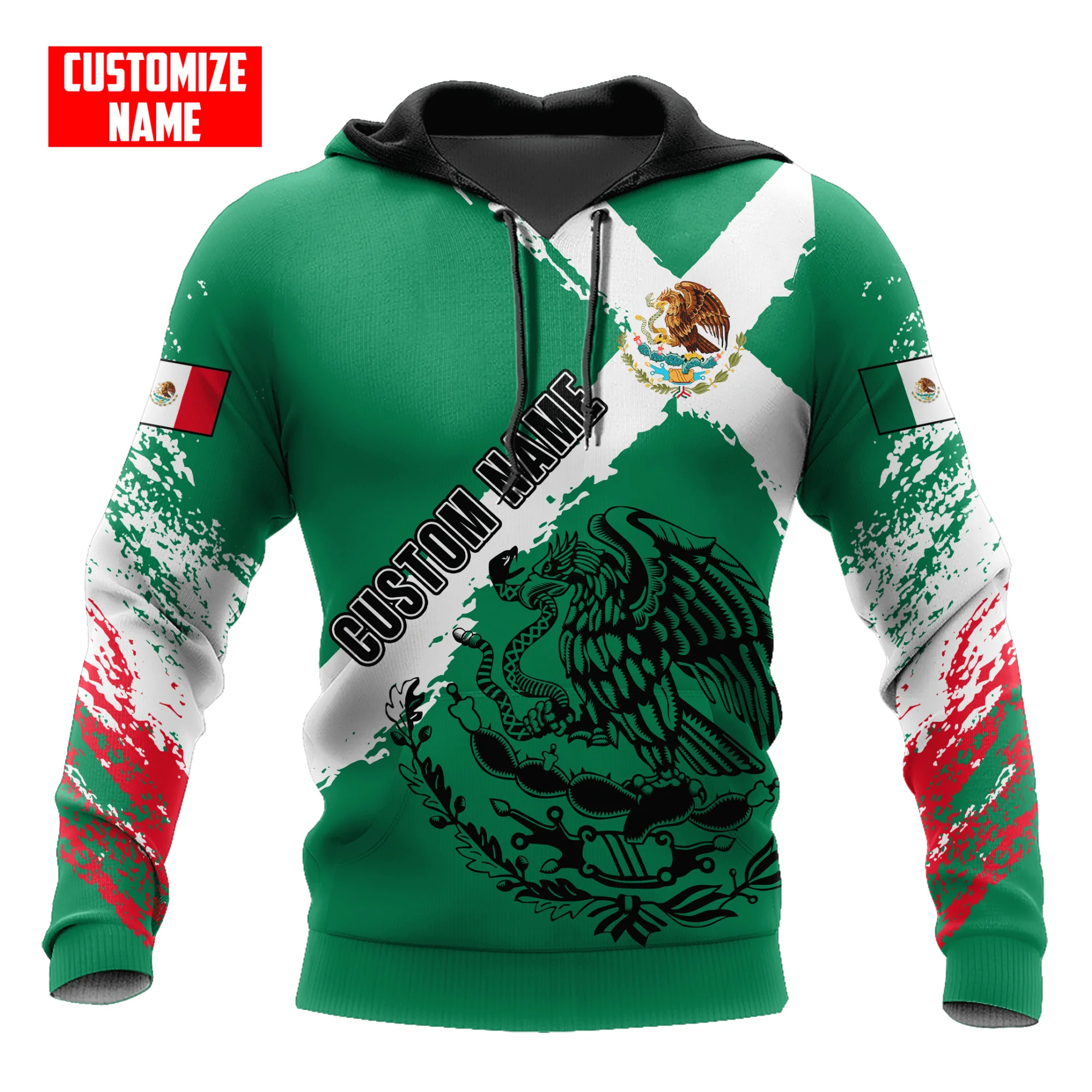 Moletom solto com capuz masculino, impressão padrão águia mexicana, capuz confortável, produto de tendência, roupas de outono e inverno