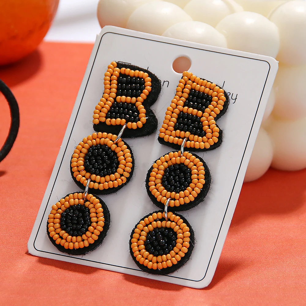 2023 New Halloween Jewelry Ghost  Handmade Seed Beads Earrings for Women Girls Festive Party Gifts