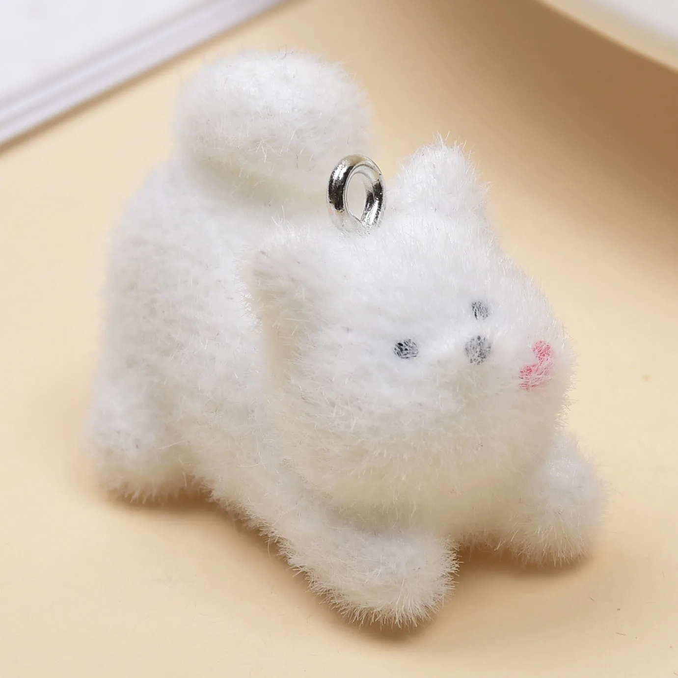 30pcs cute Little Bear Charms 3D Flocked resin animal Pendant for Necklace Keyrings DIY Crafts Jewelry Make Material