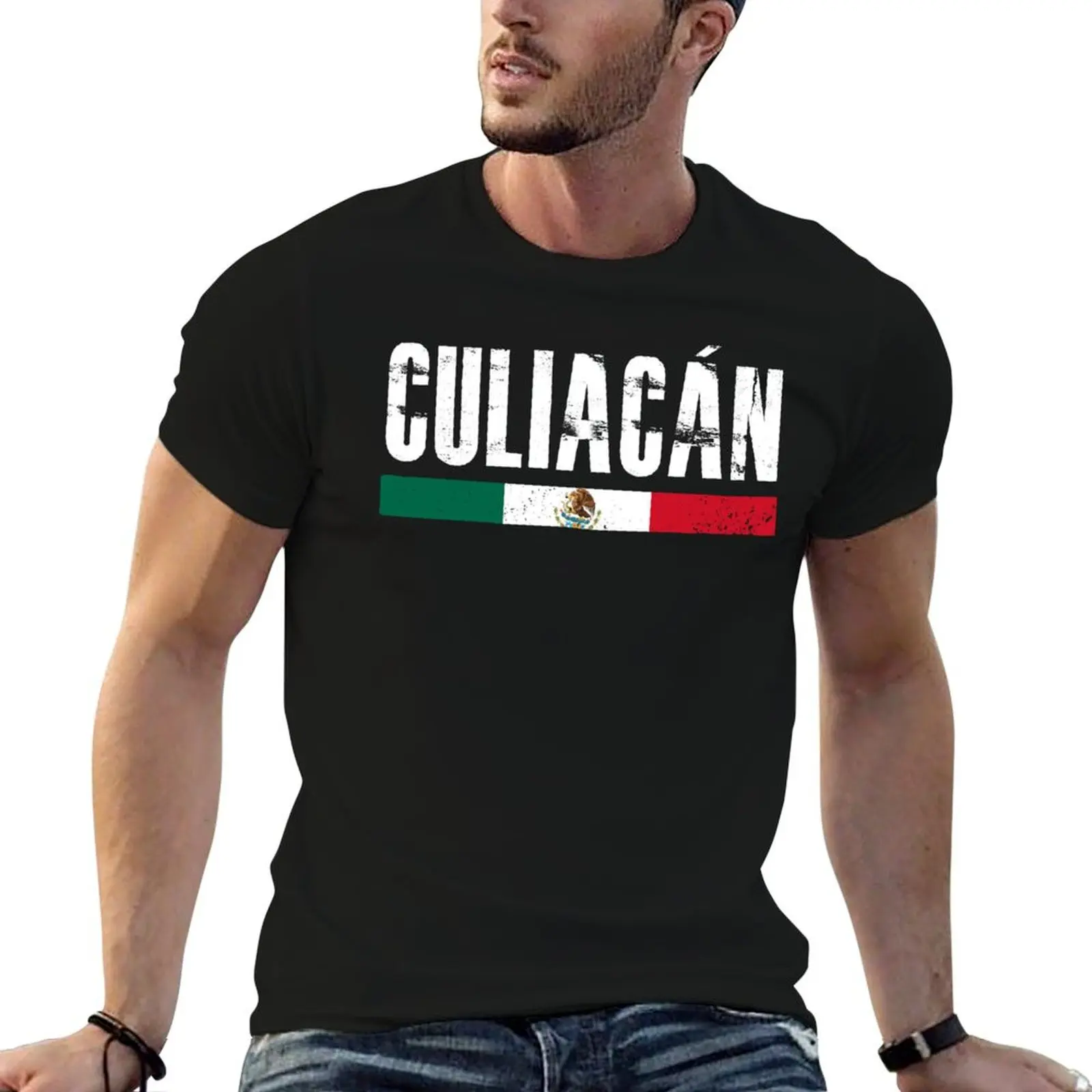 Camiseta de la ciudad de Culiacán, Sinaloa, México, con bandera mexicana, camiseta de lujo para hombre, camisetas personalizadas de anime para hombre
