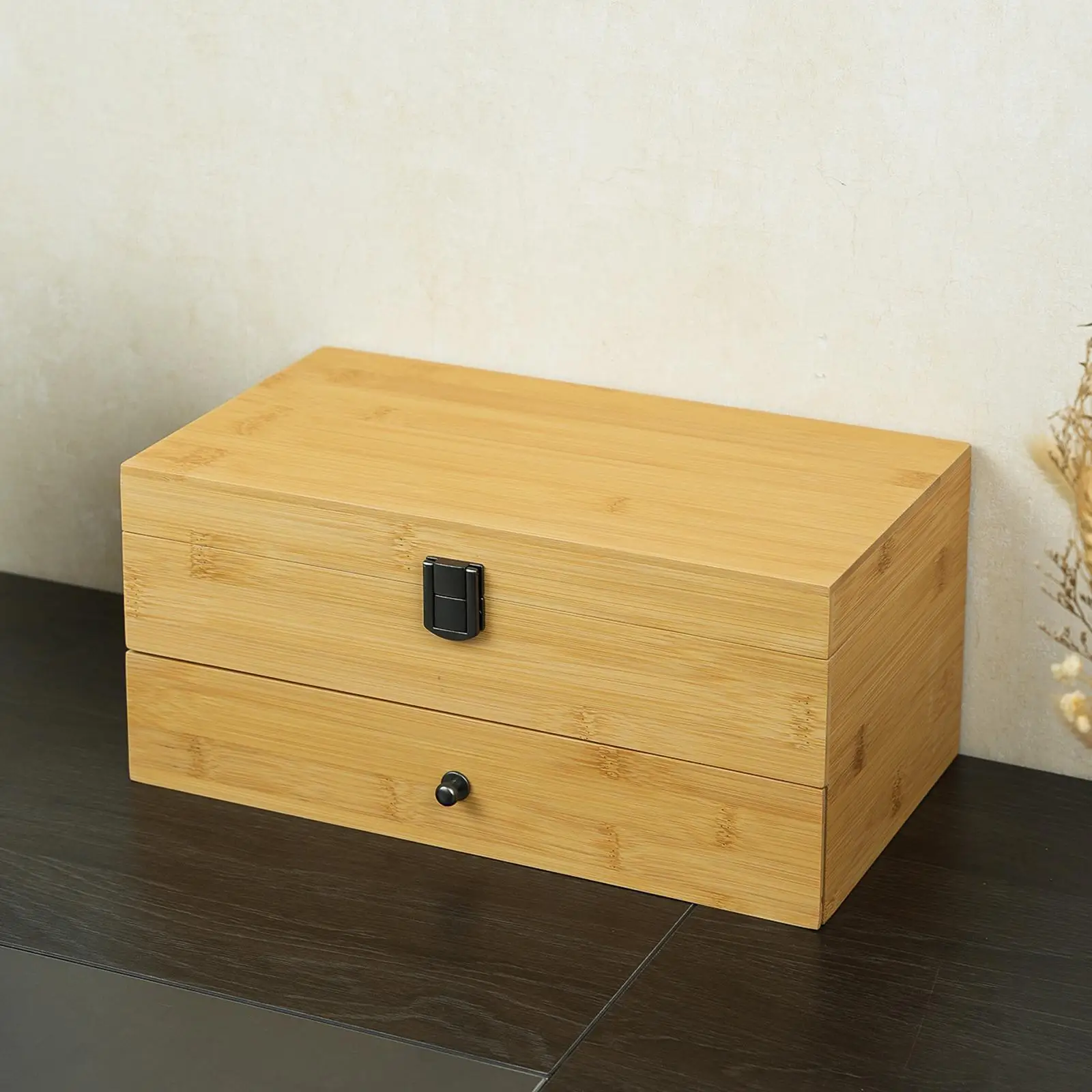 

2-х уровневая деревянная шкатулка-органайзер для драгоценностей, кольца, прикроватная витрина с зеркальным ящиком