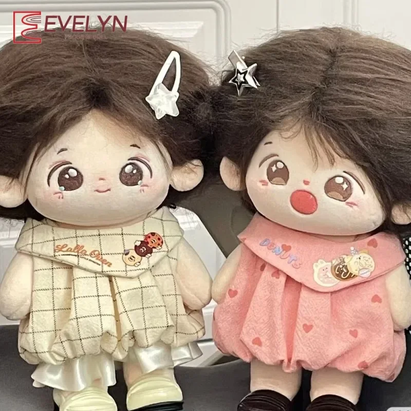 Evelyn New 20cm Cotton Doll Dress Grid Love Skirt Set Cute Puff Skirt Cheap Doll Replacement Dress
