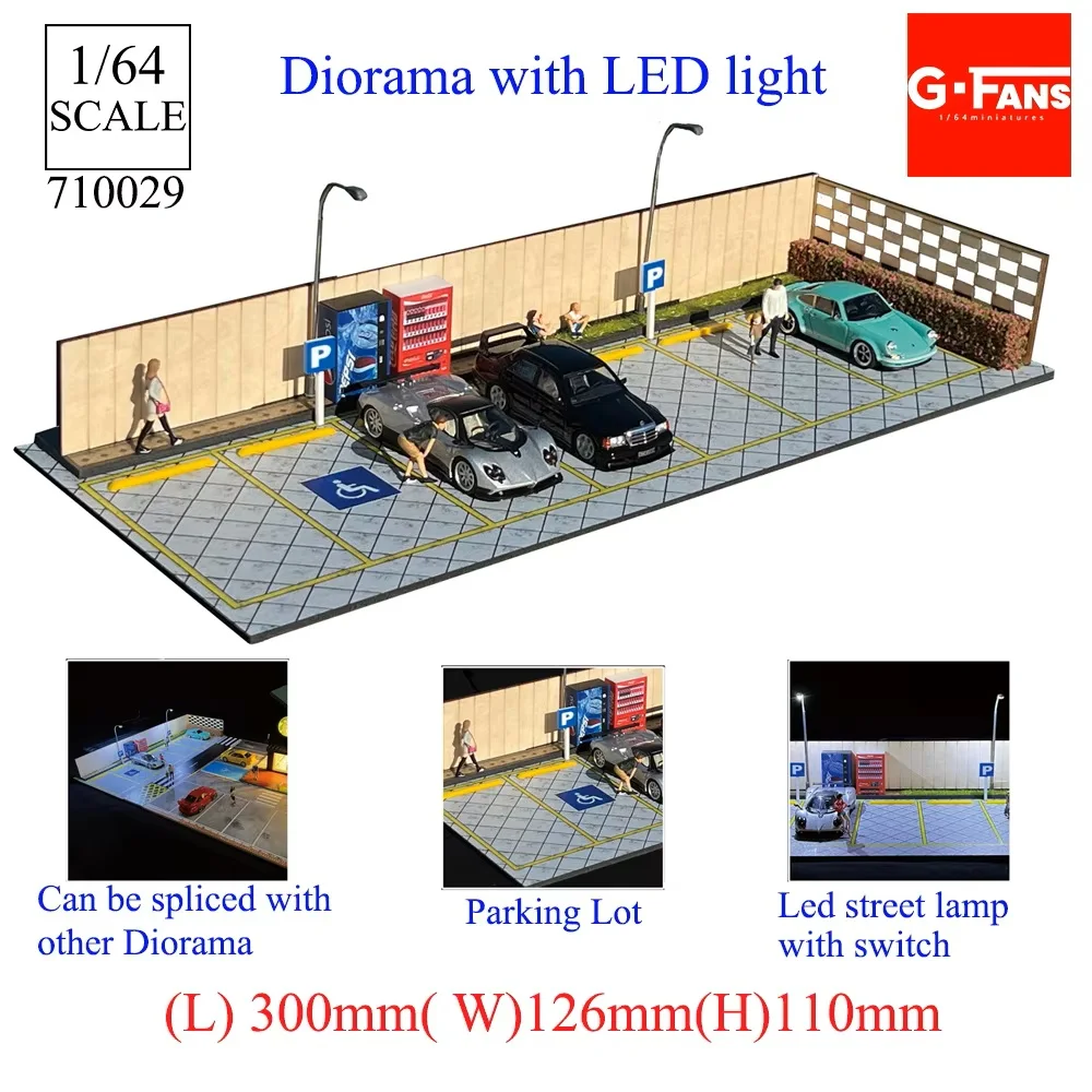 GFans 1/64 Schaal Auto Garage Miniaturen Model Parkeerplaats Diecast Scène Display Voertuig Scène Speelgoed Achtergrond Collectie