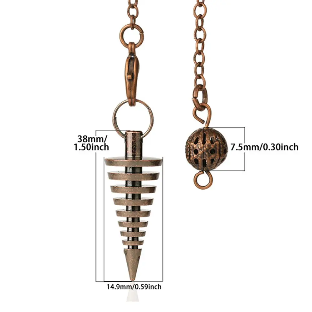 بندول معدني للتقطيس التغطيس ، شفاء الريكي ، مخروط روحي ، تميمة ويكا ، سلاسل البندول على شكل برغي ، 1 * #5