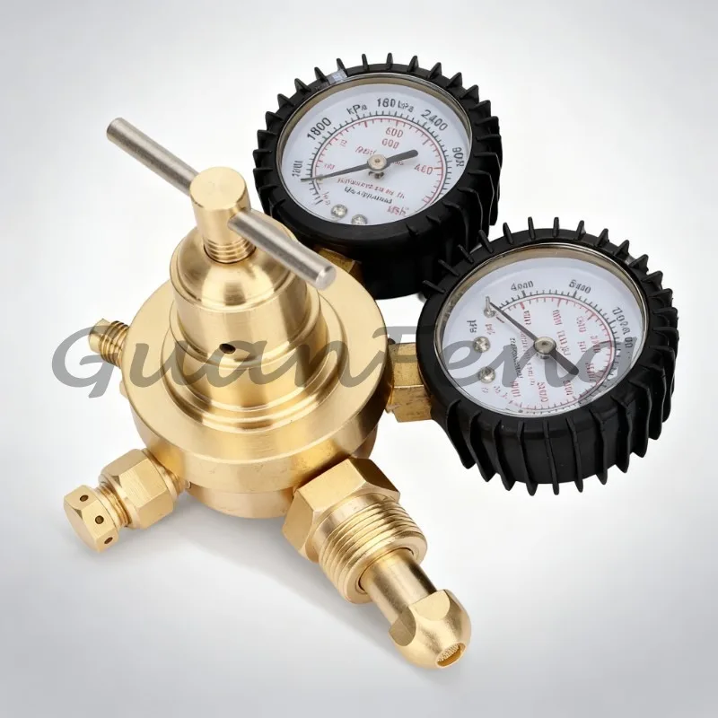 System Nitrogen Stress Testing Kit, Nitrogen Regulator with Pressure Gauge, Brass Inlet-outlet Fitting and 200cm Hose