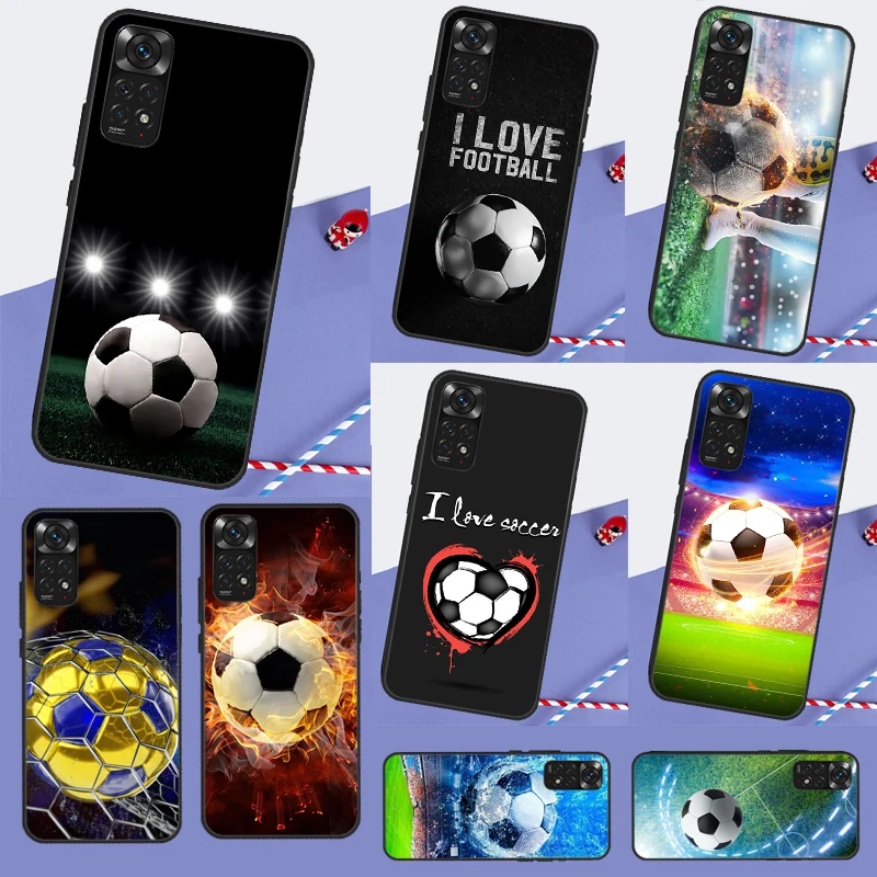 Fire Football Soccer Ball Case For Xiaomi Redmi Note 12 11 10 8 9 Pro 9S 10S 11S 12S Redmi 12C 10C 9C 10A Back Cover