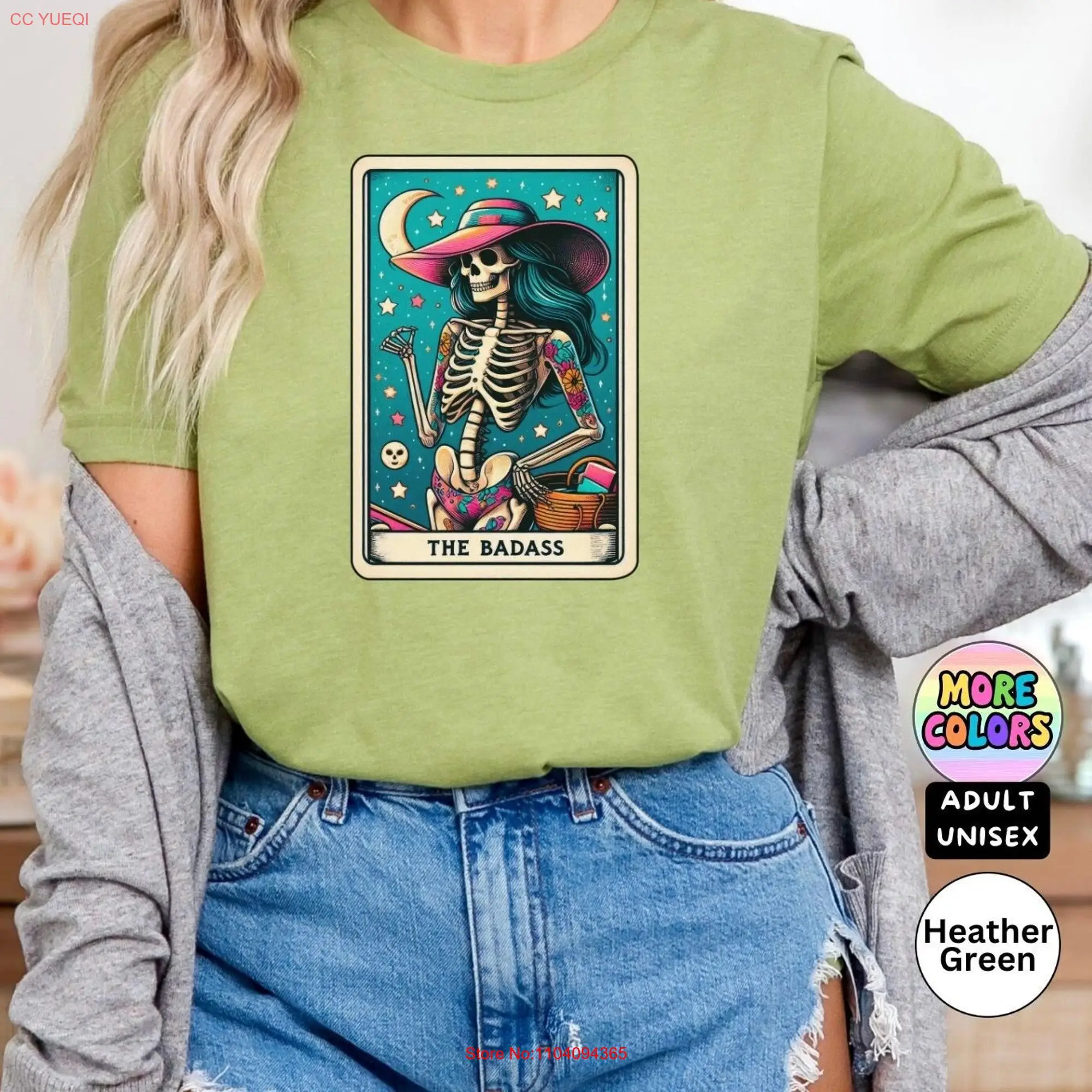 The Badass Skeleton Tarot Card Colorful Sassy Funny T Shirt Astrology WitchcrafT for Friend Wife Girlfriend Adult