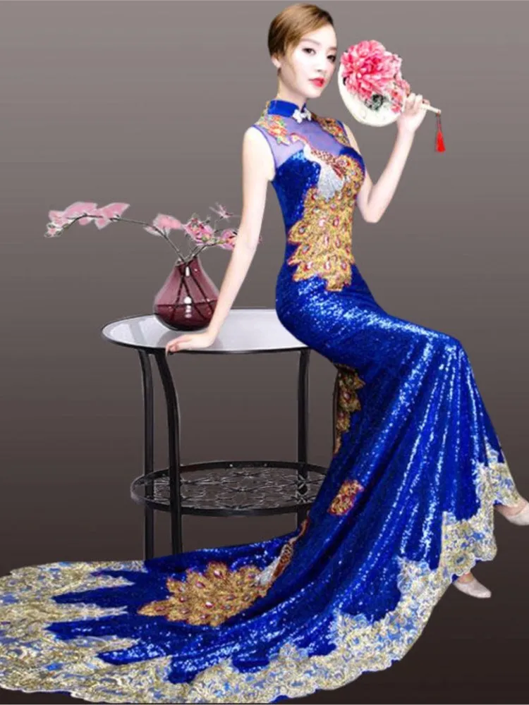 

A and cheongsam hosting dress for fashion shows performances