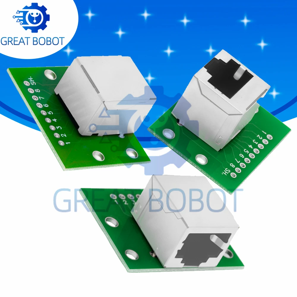 Vertical to Horizontal RJ45 8‑Pin PCB Adapter Network Port Conversion Test Terminal Module