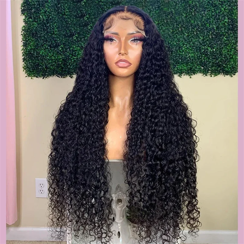 

Soft 26“ Long Glueless Natural Black 180Density Kinky curly Lace Front Wig For Women BabyHair Preplucked Heat Resistant Daily