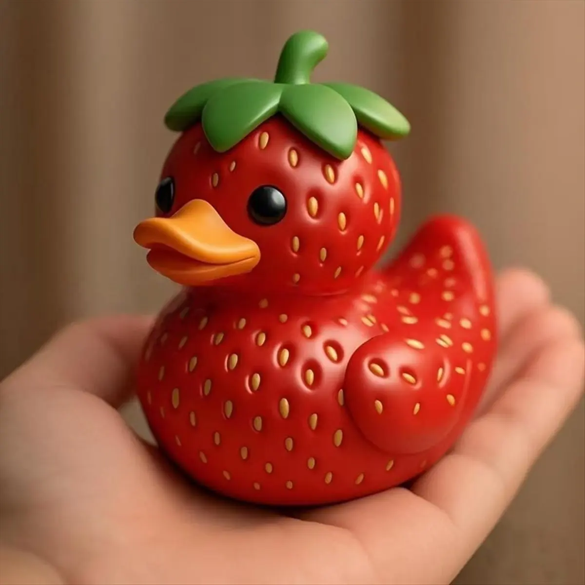 Resin Duck Sculpture,Cute Fruit Duck Statue Model for Car Dashboard Office Desk Home Decor Gifts (Strawberry Duck)