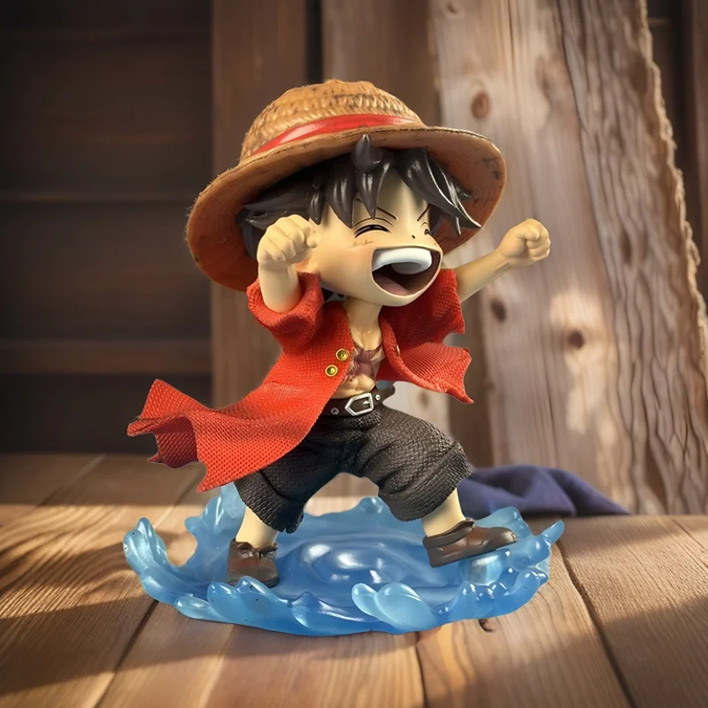 One Piece Anime Figure Luffy Stepping On Water Q-Version Pvc Action Figure Model Desktop Decoration Collection Toy Birthday Gift