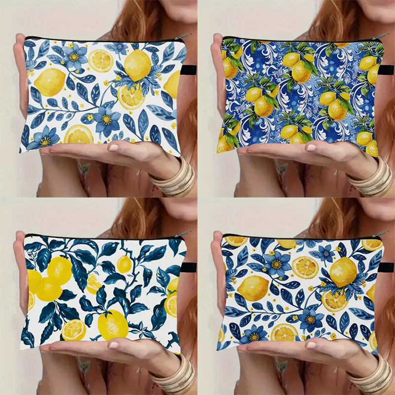 New Lemon Money Bag Printed Coin Bag, Double-Sided Coin Purse, Large-Capacity Travel and Portable Toiletry Bag, Storage Bag