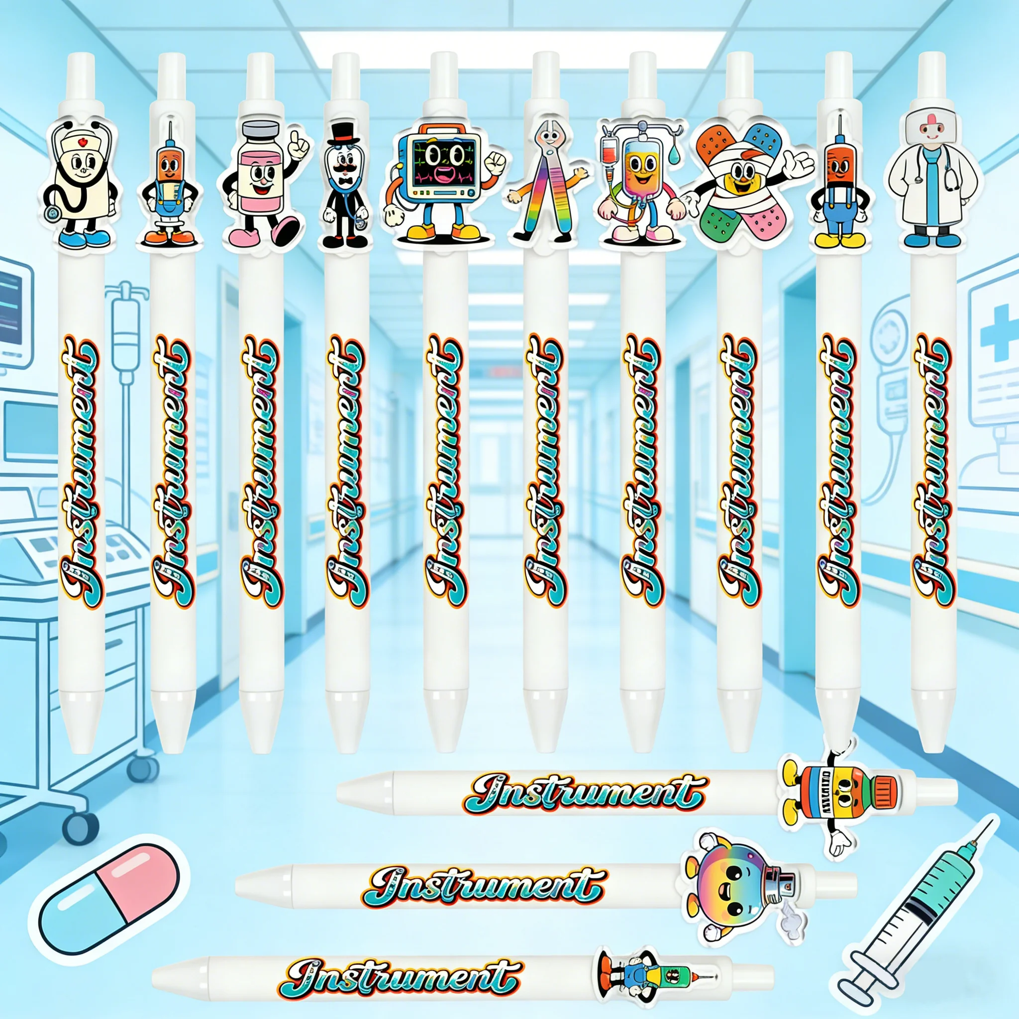 

12pcs/24pcs Creative Medical Element Round Pens for Nurses, Students, Office, and Signatures