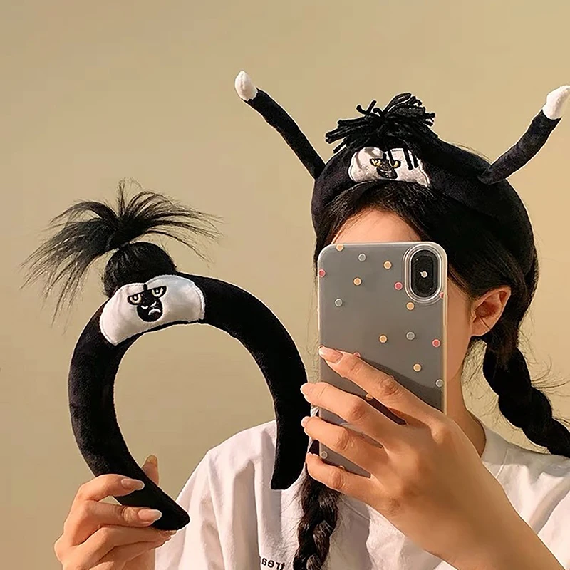 Divertida diadema de chimpancé salvaje, diadema de cara con lavado de animales bonitos de dibujos animados, accesorios creativos y encantadores para el cabello de felpa para regalo de niña