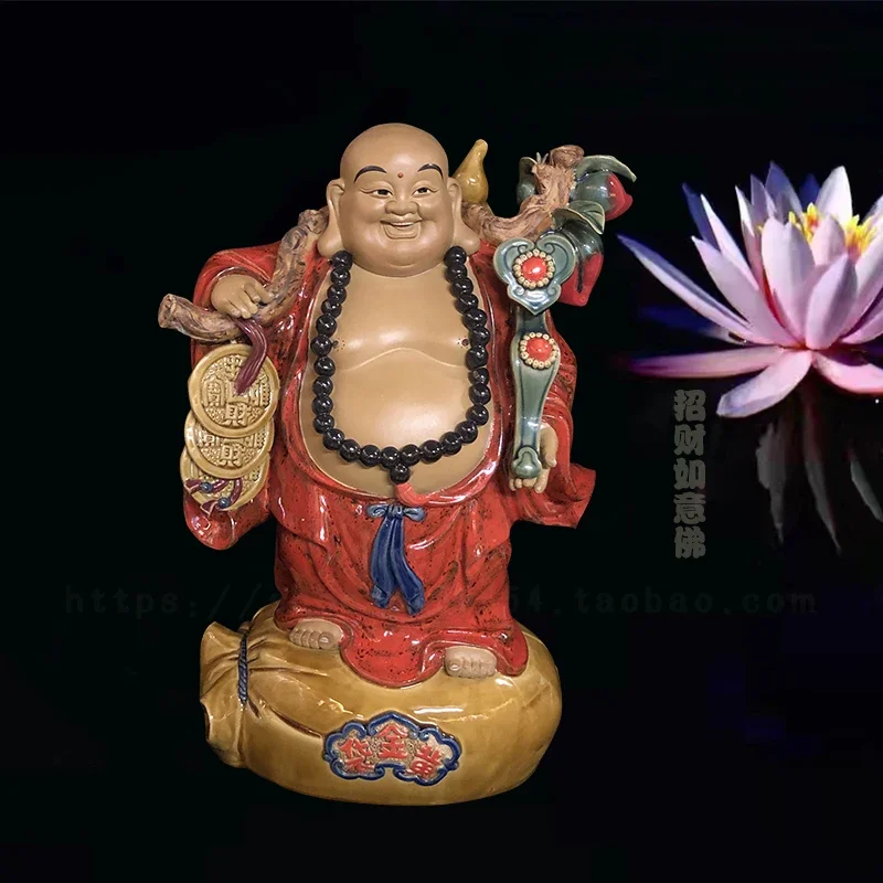 

Maitreya Buddha statue Ceramic Laughing Buddha Living room entrance decoration handmade decoration Lucky big-bellied Buddha