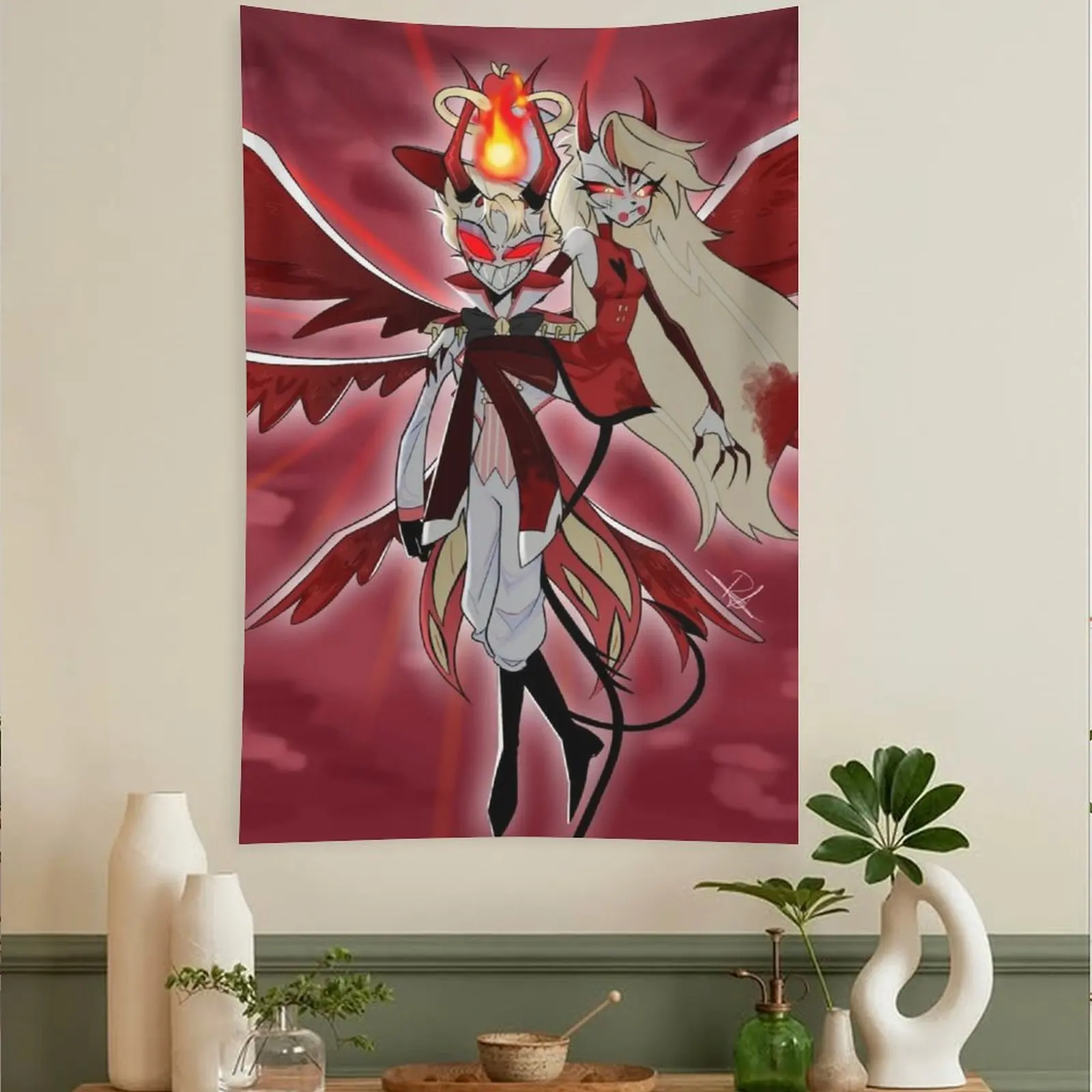 نسيج الفنادق الكرتونية H-hazbin - ديكور معلق عمودي لغرفة المعيشة وغرفة النوم وخلفية المكتب والحفلات، هدية مثالية للمعجبين #2