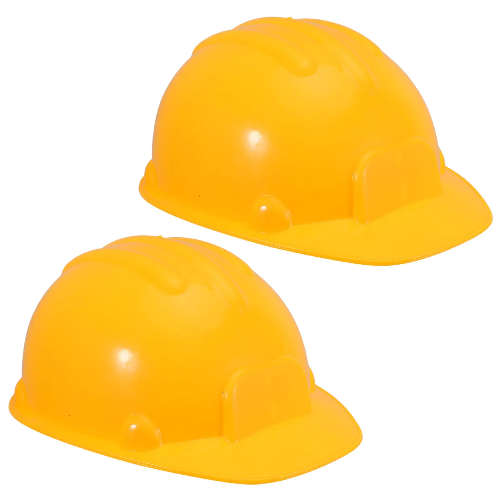 2Pcs Yellow Kids Construction Hard Hats Plastic Worker Hats Lightweight Role Play Engineer Birthday Party Costume