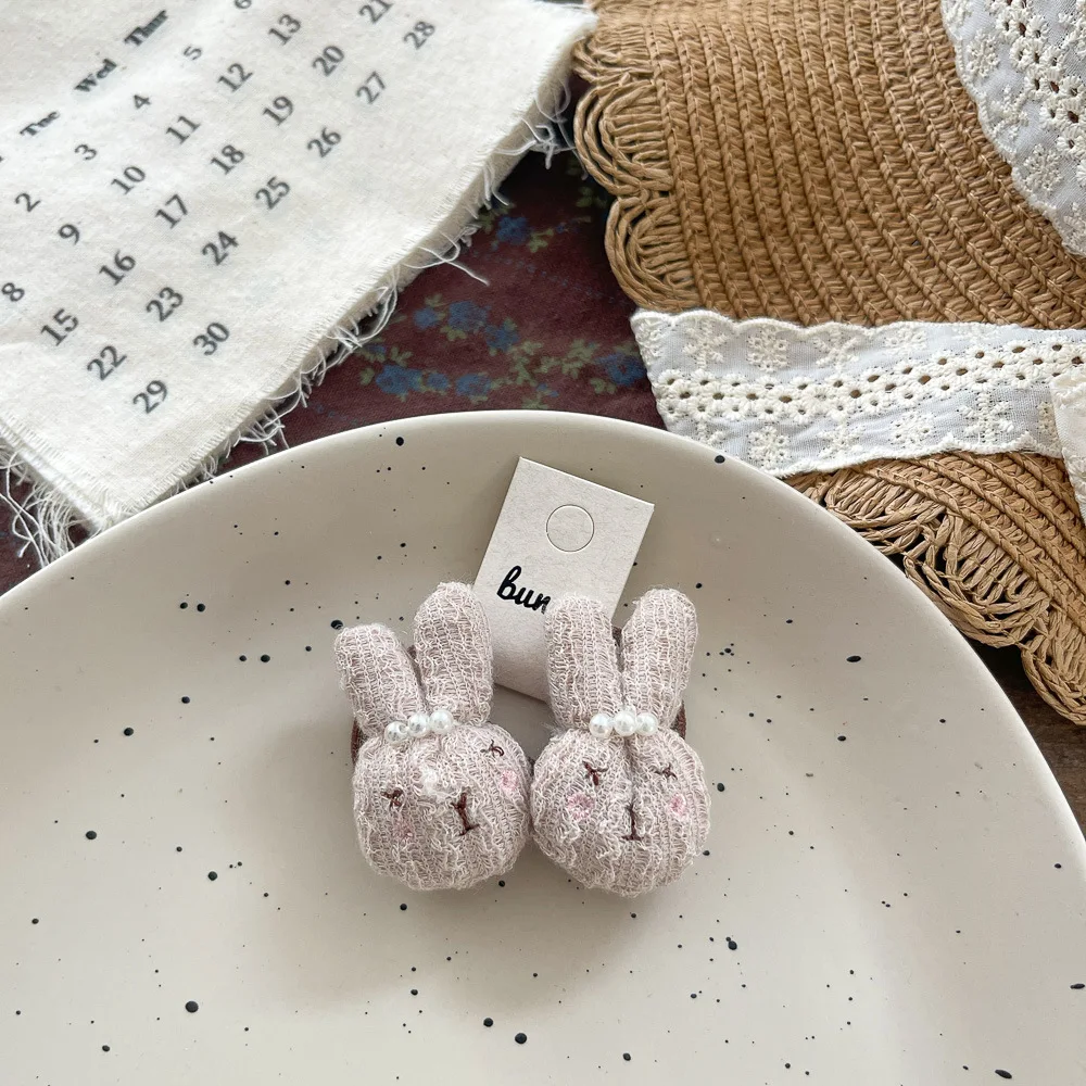 2 szt. Dziecięce dziergane spinki do włosów z kokardką, urocze króliczki, spinki do grzywki, elastyczne gumki do włosów, akcesoria do włosów dla dziewczynek