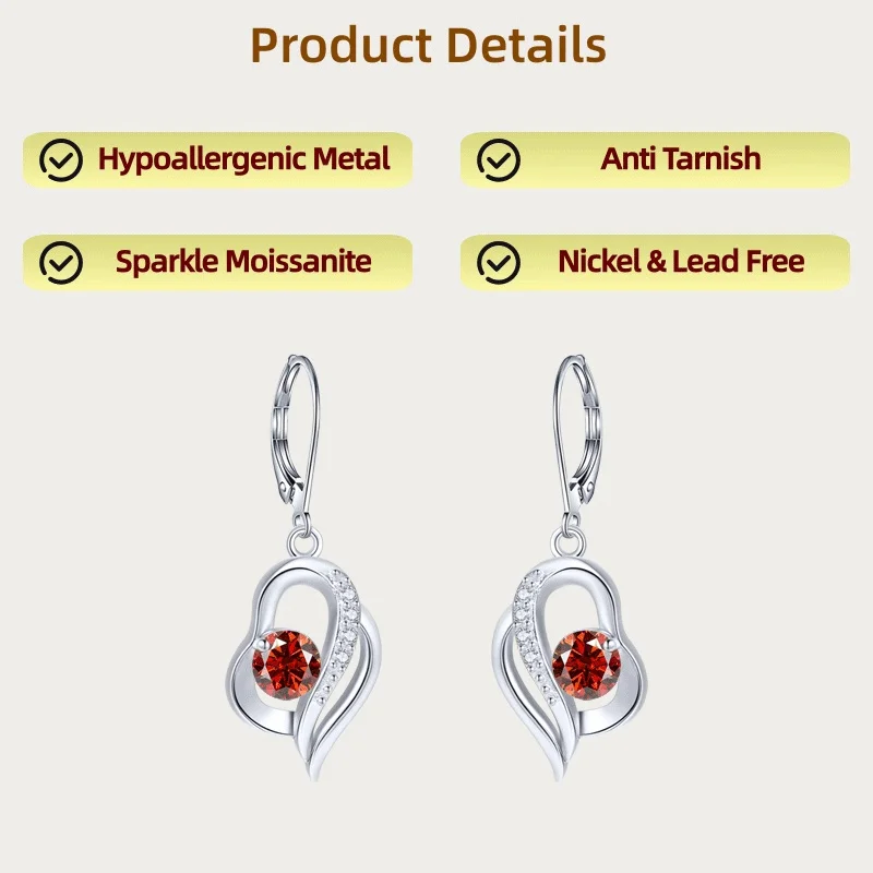 

LAMVOICE jewelry for women/earrings with 1 carat moissanite Hypoallergenic hook earring christmas gift for high quality jewelry