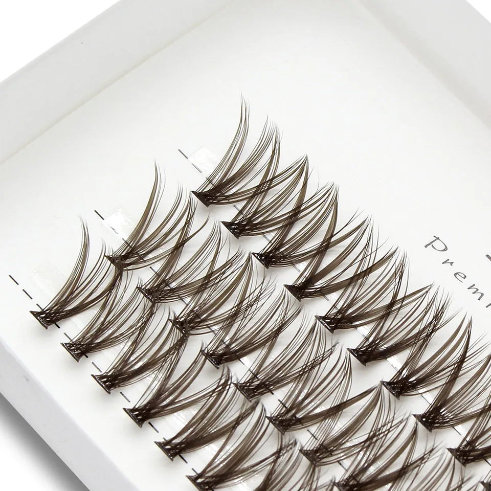 Moonlily 60 piezas de pestañas marrones en racimo, extensión de pestañas 3D volumen, visón marrón oscuro, pestañas postizas de seda, herramienta de maquillaje 6