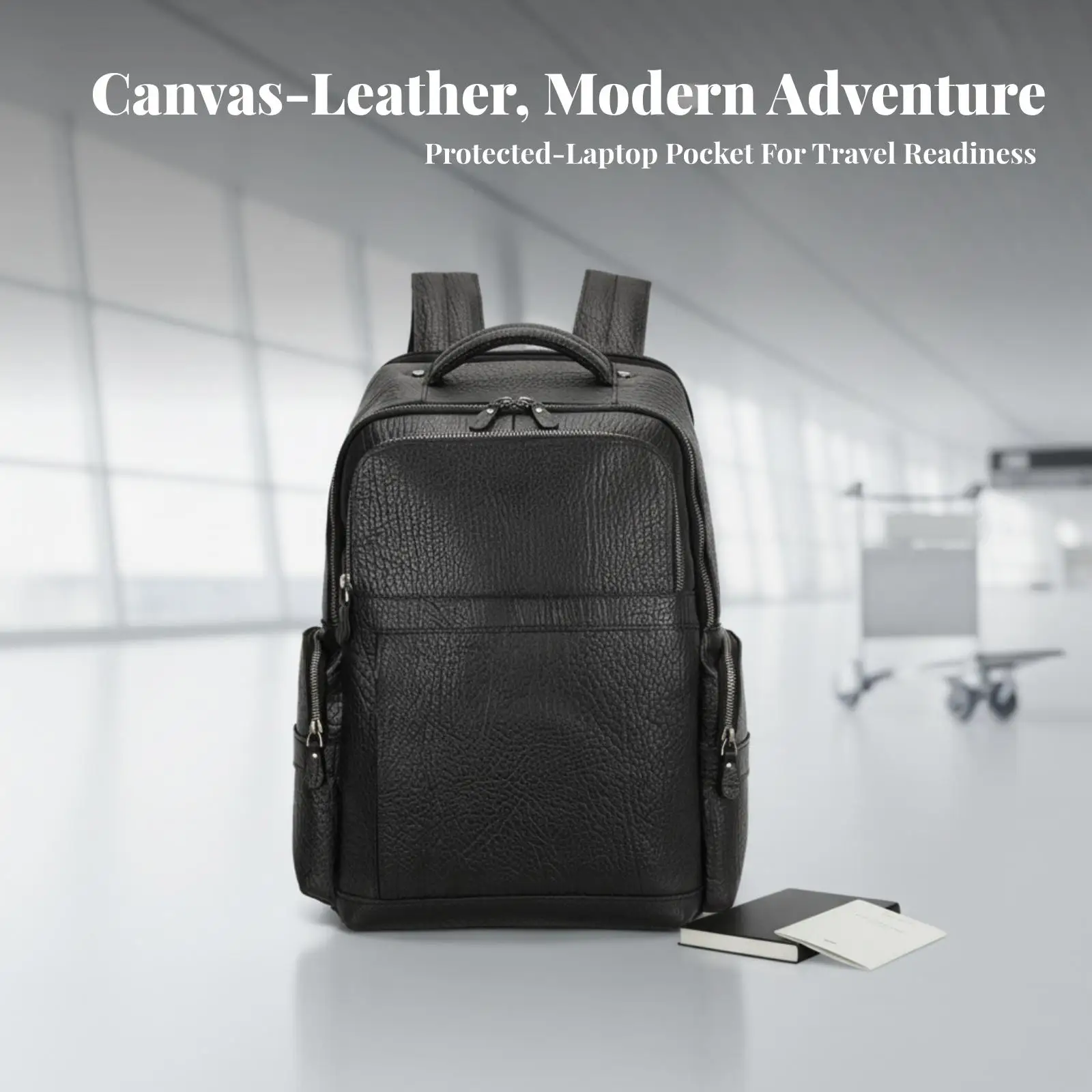 Hide Leather Leather Backpack | Structured Rectangular Shape, Adjustable Curved Shoulder Straps, Backpack with Laptop