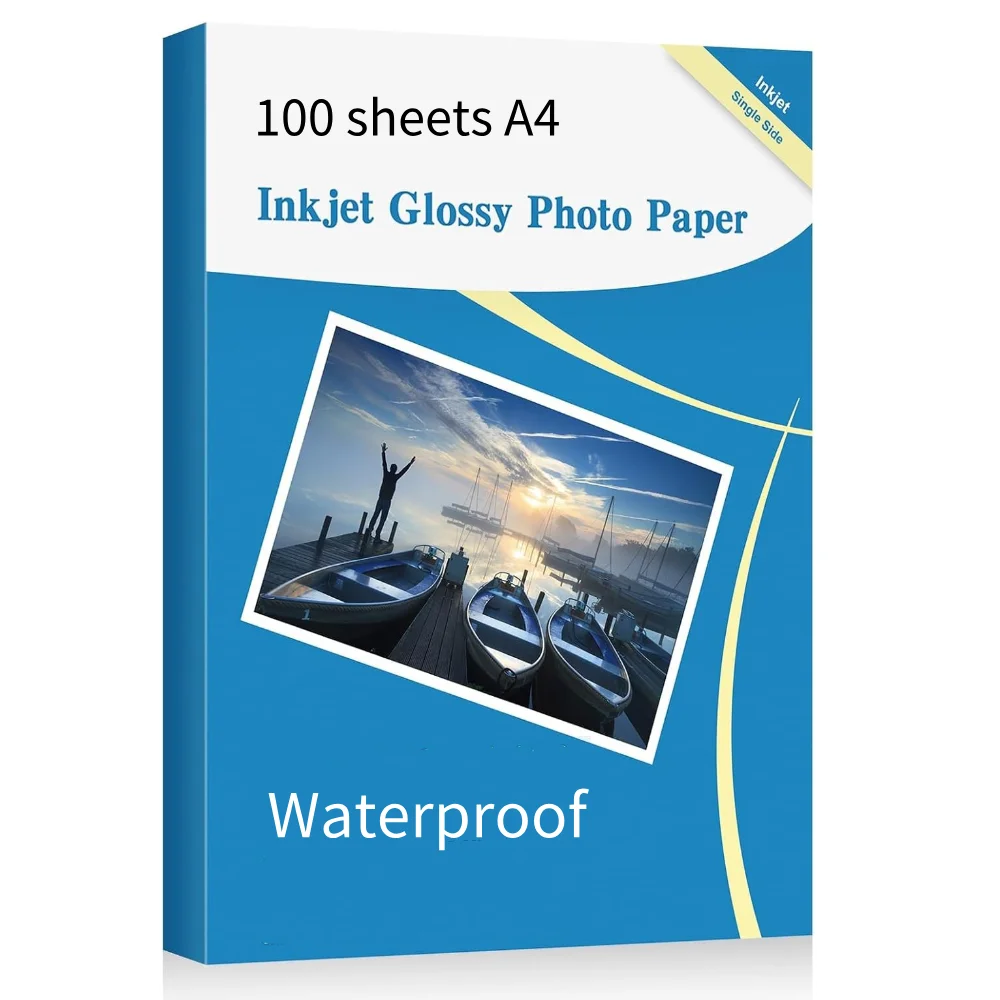 A4 100 Sheets Glossy Photo Paper 160gsm 120g Waterproof High Gloss Quick Dry Photo Paper for Canon Epson HP Color Inkjet Printer
