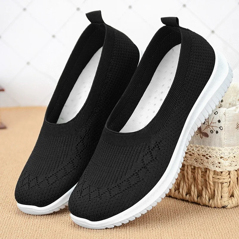 Women Mesh Flat Shoes Autumn New Fashion Soft Sole Large Size 40 Casual Mesh Sports Breathable Vulcanized Women Low Heels