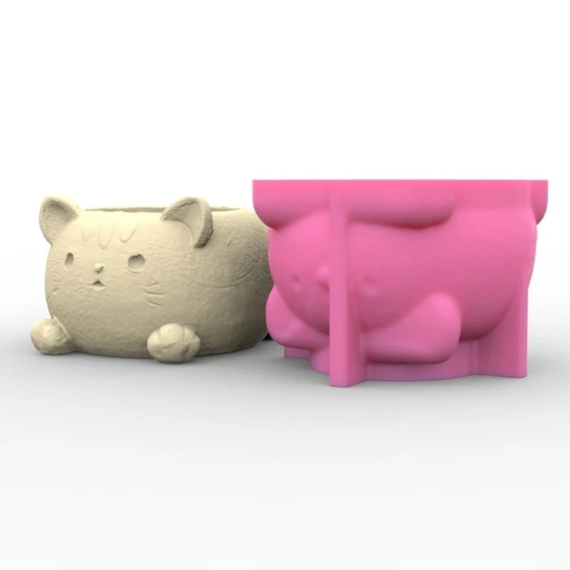 Flower Pots Silicone Mold 3D Cat Vase Concrete Candlestick Resin Mould DIY Succulent Planter Molds Craft Art Home Decor