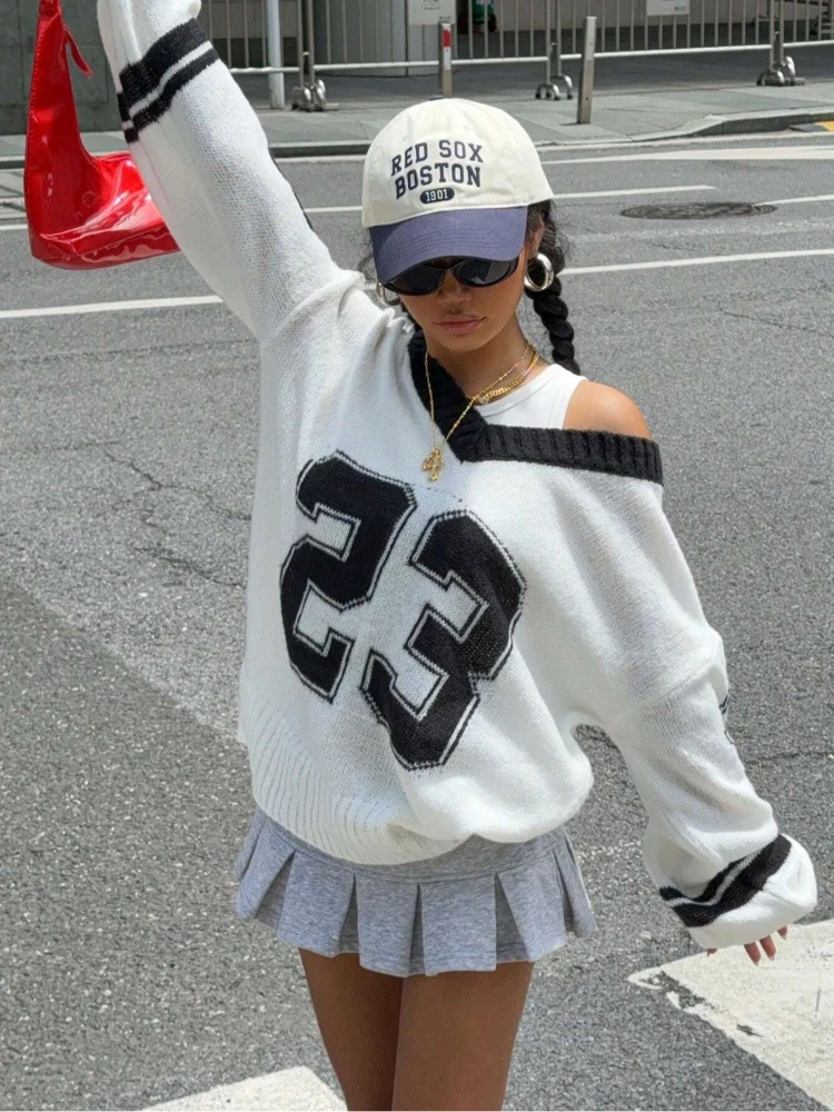 ファッションハイストリートルーズパーカー冬暖かいトップデザインセンセーショナルな服女性のレトロデジタルニットシャツ y2k