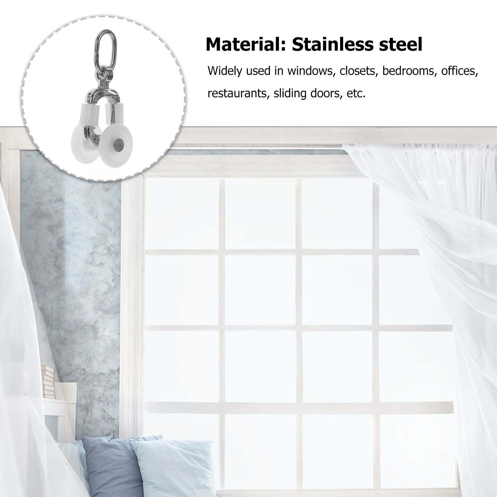 

20Pcs Curtain Track Rollers Plastic Sliding Wheel White Pulley Hook Noise Reduction Smooth Glide for Curtains Drapes Sheers