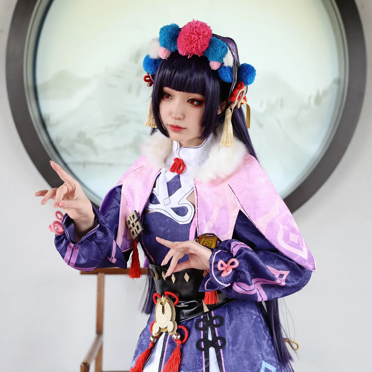 Genshin Impact YunJin Cosplay Costume avec perruque pour femme, tenue d'opéra chinois Anime, robe Lolita Yun Jin, vêtements de fête pour filles