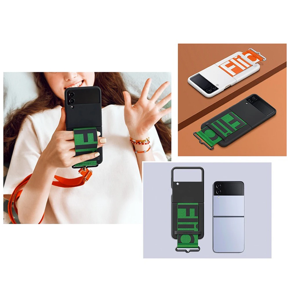 오리지널 실리콘 스트랩 커버, 그립 보호 케이스 포함, 삼성 갤럭시 Z 플립 4