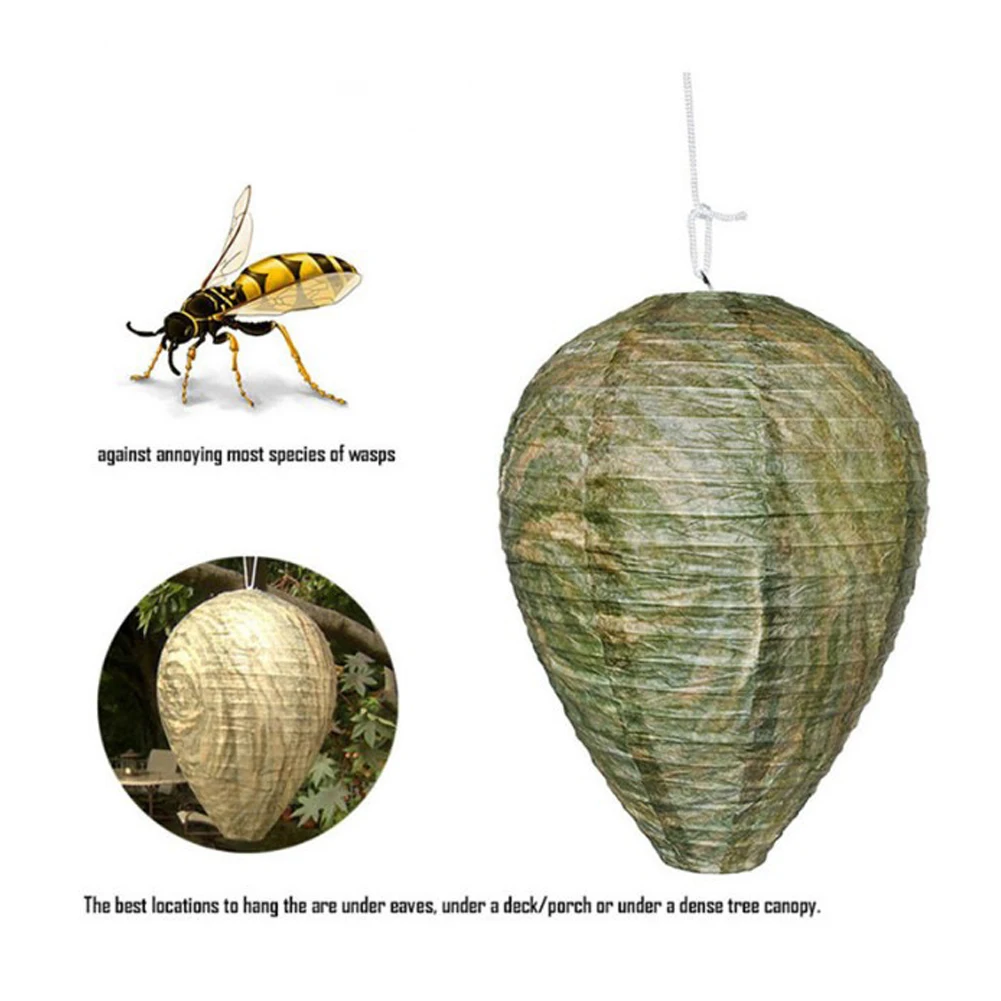 1-4Pcs Wasp Nest Decoy Hornet Deterrents Wasp Trap Non-Toxic Fake Nest Bee Decoy Beehive Lanterns Patio Garden Repellent Trap