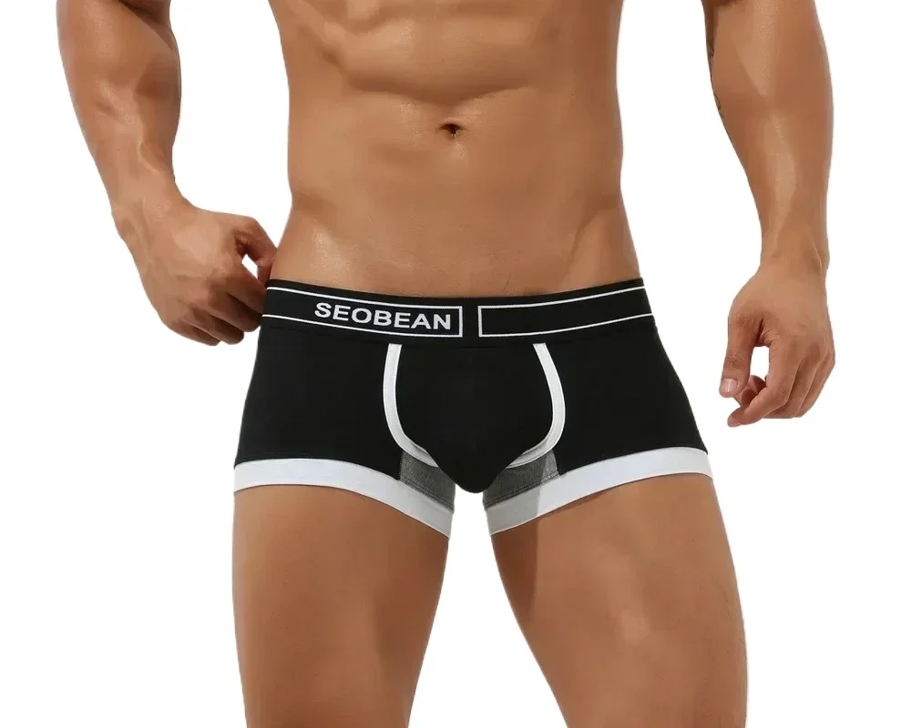 Print Bulge Boxy Underwear Cotton Breathable Cozy Sweat Absorb Sports Underpants Youth Sexy Low Rise U Convex Pouch Boxer Briefs